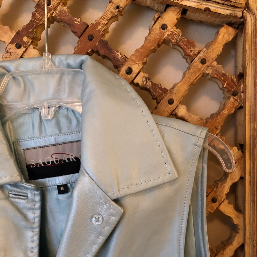Light Blue Leather Vest